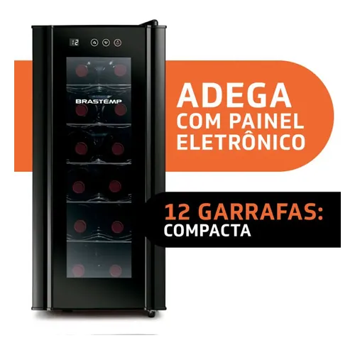 Adega de Vinhos Brastemp 12 Garrafas com Painel Touch BZC12BE Preto