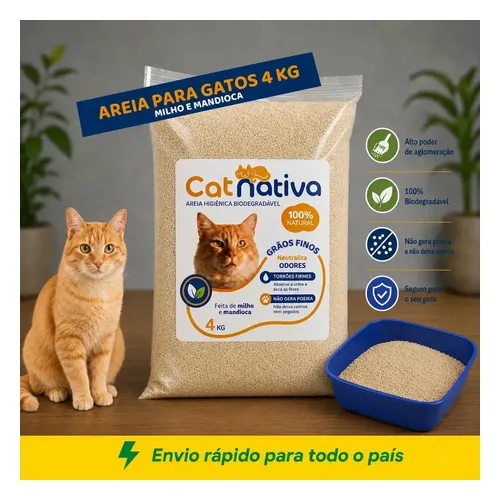 Areia Higiênica CatNativa Milho e Mandioca 4 kg