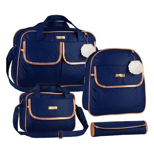 Kit Bolsa Maternidade Bambinelli com Mochila e Trocador, azul-marinho