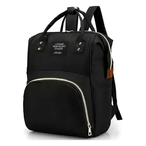 Mochila Maternidade Impermeável Fanza com Bolsos Térmicos, preta, 42 cm