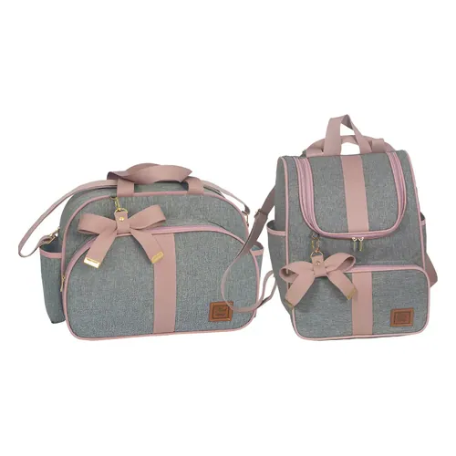 Kit Bolsa e Mochila Maternidade 2 em 1 Kind Baby com Laço