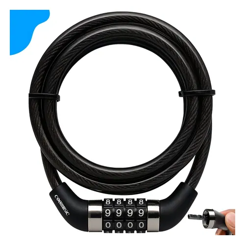 Cadeado de Bicicleta Coolmusic Trava com Senha, Cabo 1,20 m