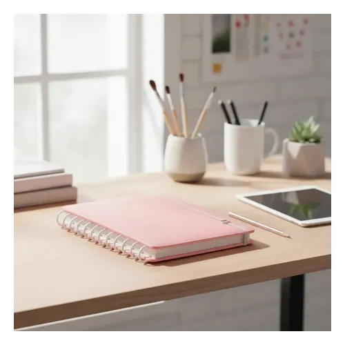 Caderno Inteligente Grande Rose Pastel 80 Folhas