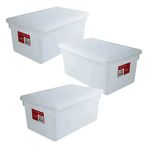 Kit 3 Caixas Organizadoras Pleion Bioprátika 0512 de 8 L com Tampa