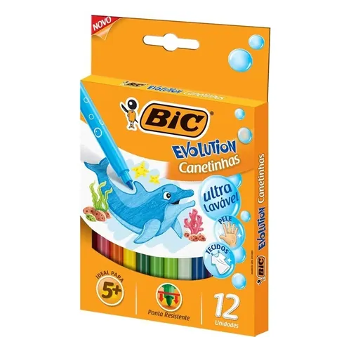 Canetinha Hidrográfica BIC Ultra Lavável 12 Cores