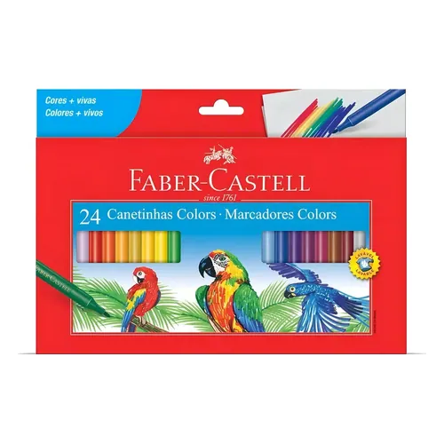 Canetinha Hidrográfica Faber-Castell Colors 24 Cores Lavável