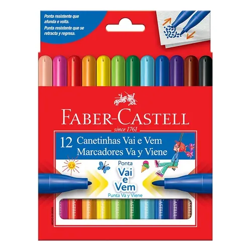 Canetinha Hidrográfica Faber-Castell Vai e Vem 12 Cores