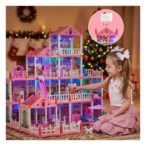 Casa de Boneca BrincaMundo Luxo 310 Peças 4 Andares GDH0101PK