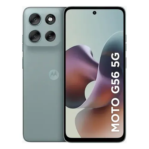 Smartphone Motorola Moto G56 5G cinza, frente e verso