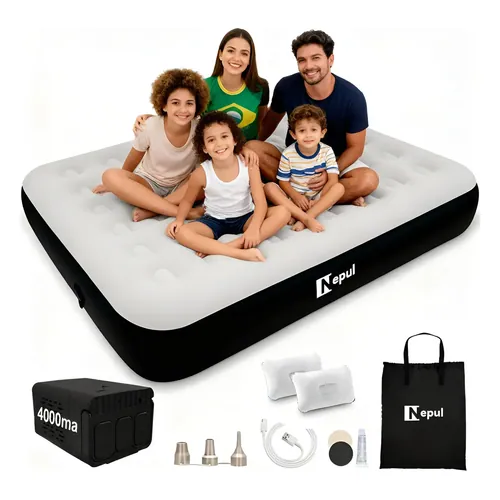 Colchão Inflável King Nepul Rr159 com Bomba Elétrica