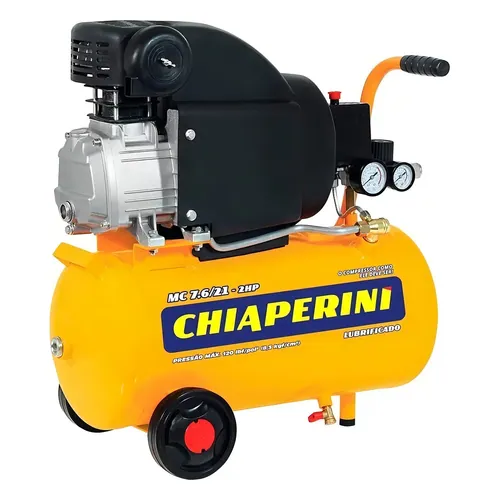 Motocompressor Chiaperini MC 7.6/21 2HP, reservatório de 21 L