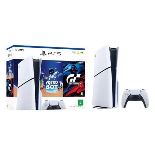 Console Sony PlayStation 5 Slim com leitor de disco, 1 TB, pacote Astro Bot e Gran Turismo 7