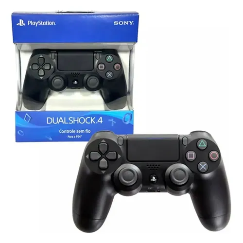 Controle sem fio para PS4 preto, anunciado como DualShock 4