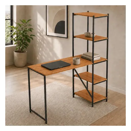 Escrivaninha Klm Store Home Office Athenas 120 cm com 5 Prateleiras