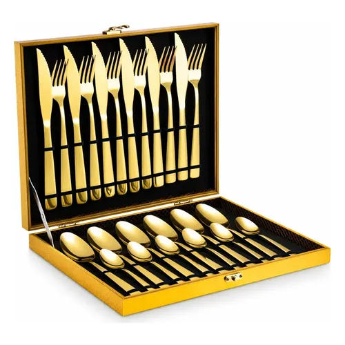 Kit Faqueiro Dourado Epsilon EPS-158 24 Peças com Maleta