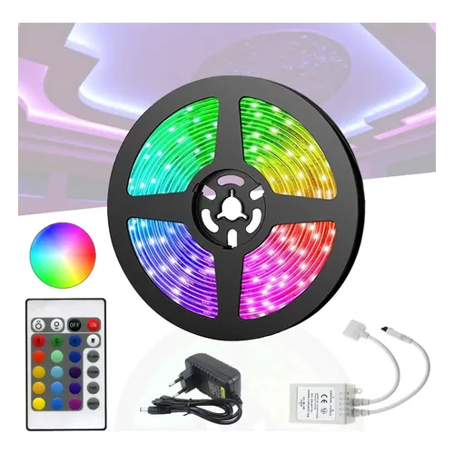 Fita de LED Ad Store RGB 5050 5 m IP65 com fonte e controle