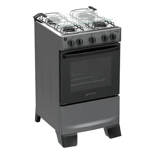 Fogão 4 Bocas Atlas Mônaco Plus Titanium com Mesa de Inox e Acendimento Automático Bivolt