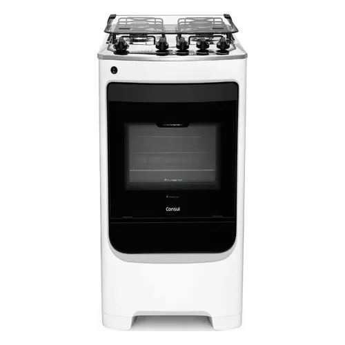 Fogão 4 Bocas Consul CFO4NAB Branco com Mesa de Inox e Acendimento Automático Bivolt