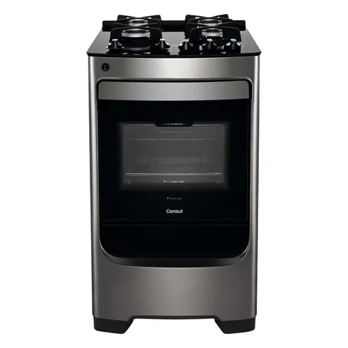 Fogão 4 Bocas Consul CFO4VAR Inox com Mesa de Vidro Temperado e Grades de Ferro Fundido Bivolt