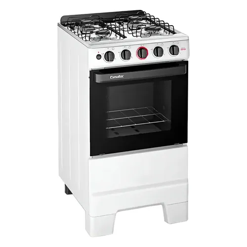 Fogão 4 Bocas Esmaltec Ideal Pop Branco com Mesa de Inox e Acendimento Manual