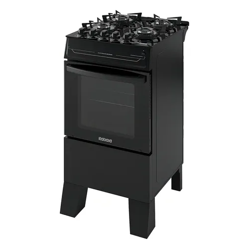 Fogão 4 Bocas Itatiaia Electra Glass Plus Preto com Mesa de Vidro Temperado Bivolt