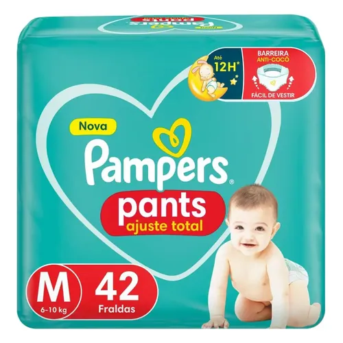 Fralda Pampers Pants Ajuste Total M, 42 unidades