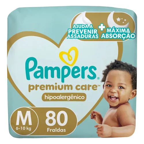 Fralda Pampers Premium Care M, 80 unidades