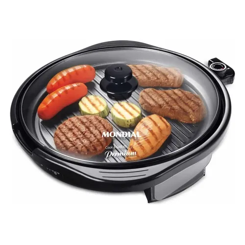 Grill redondo Mondial Cook & Grill 40 G-03 preto com tampa de vidro