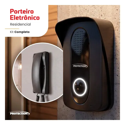 Porteiro eletrônico Protection PT-270 (kit com módulo externo e monofone, preto)