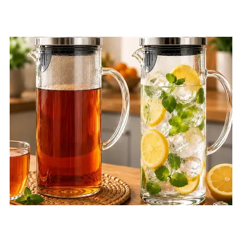 Jarra de Vidro Borossilicato 1,5 L com Tampa Inox Nany Pink