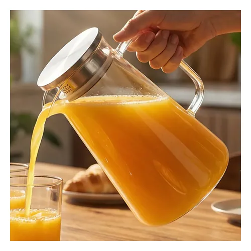 Jarra de Vidro Borossilicato 1,8 L com Tampa Inox Hermética