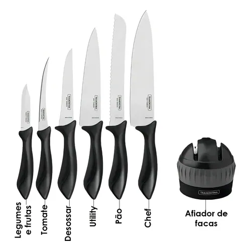 Jogo de Facas Tramontina Affilata 7 Peças Aço Inox com Afiador