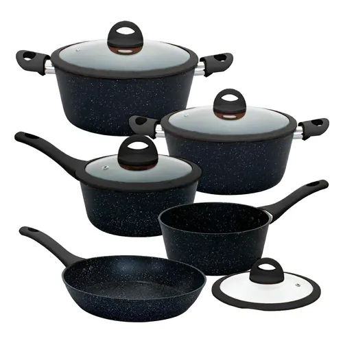 Jogo de Panelas Indução Cerâmica Casambiente Viena 5 Peças Full Black