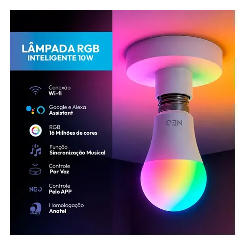 Lâmpada Inteligente Wi-Fi Avant Pera Neo 10 W RGB E27