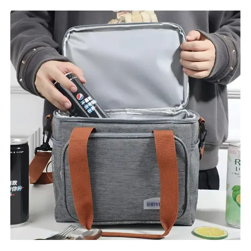 Bolsa Térmica Lancheira Marmita Grande Impermeável Lemon Shark Cinza