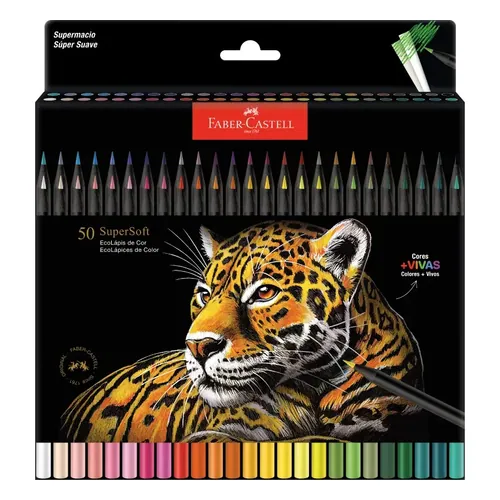 Lápis de Cor Faber-Castell Supersoft 50 Cores