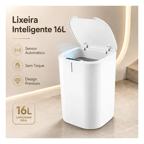 Lixeira Automática Haixin 16 L com Sensor e Tampa Touch