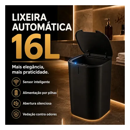 Lixeira Automática Magno 16 L a Pilha com Sensor Infravermelho