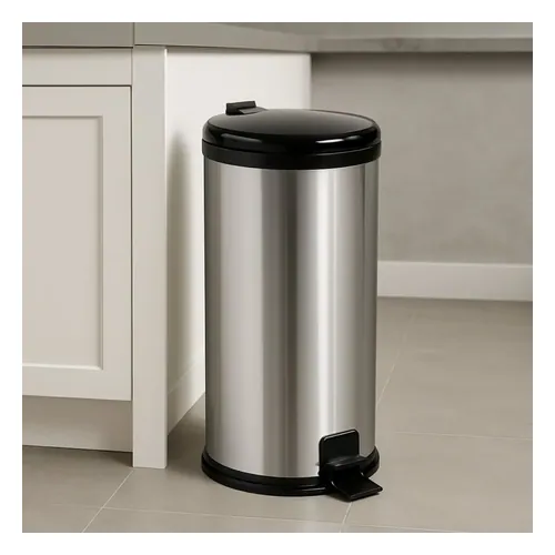 Lixeira Inox 15 L com Pedal e Tampa Antiodor Preta Tattoo Style