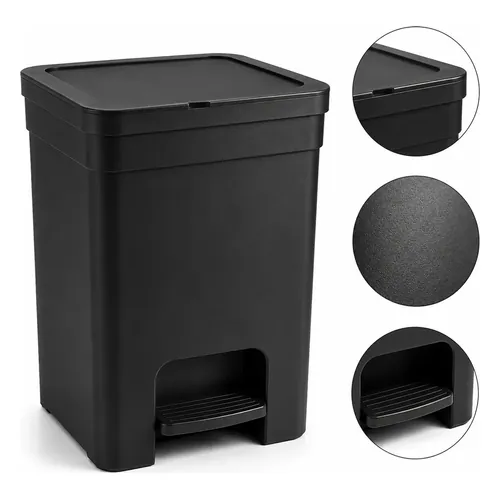 Lixeira com Pedal Util 15 Litros de Plástico Preta