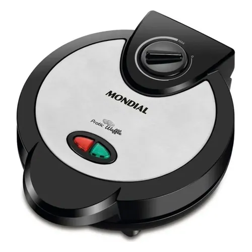 Máquina de waffle Mondial Pratic Waffle GW-01 preta e inox