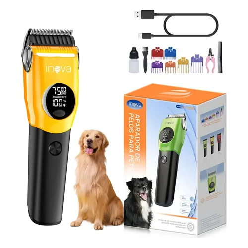 Máquina de Tosa Inova Pet Sem Fio 8 W com Estojo (amarela)