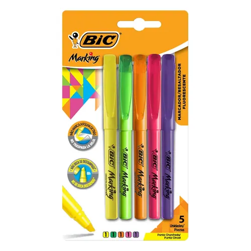 Marca-Texto BIC Marking 5 Cores Fluorescentes