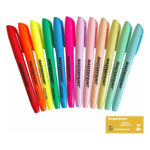 Kit Marca-Texto Masterprint MP612 6 Neon e 6 Tons Pastel