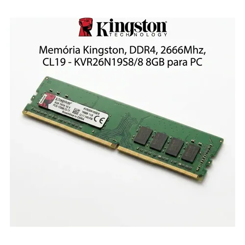 Memória RAM Kingston ValueRAM 8 GB DDR4 2666 MHz KVR26N19S8/8 (desktop)