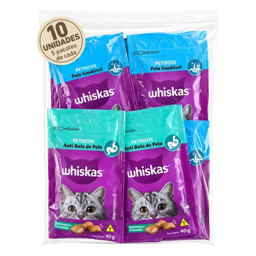 Petisco Whiskas Anti Bola de Pelo Kit 10 Pacotes
