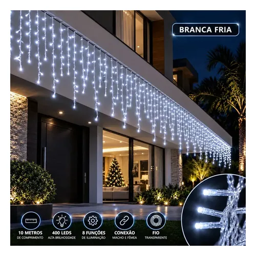 Cascata de LED Dekasa 400 Luzes de 10 m
