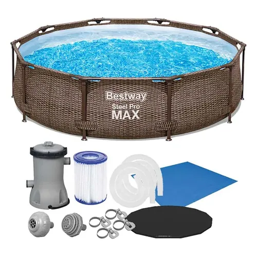 Piscina Estrutural Bestway Deluxe Steel Pro Max 66702 Circular 4.678 L com Filtro e Capa