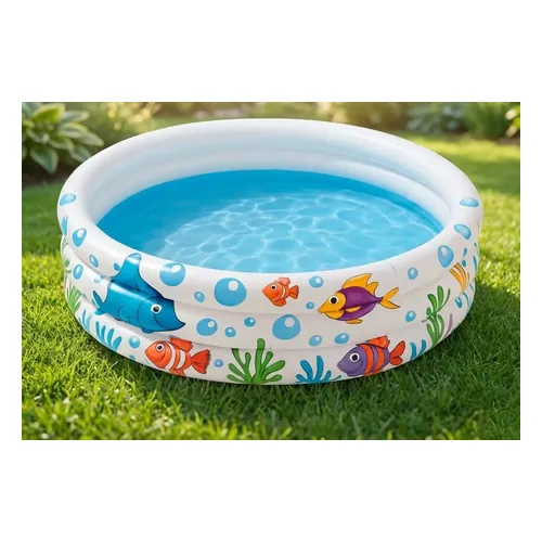 Piscina Banheira Inflável Infantil Kizumba Fundo do Mar 180 L 3 Anéis