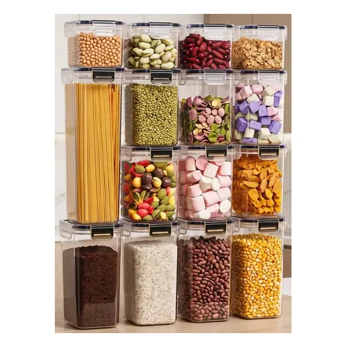Kit 15 Potes Herméticos Quadrados de Plástico Rishon 22,4 L